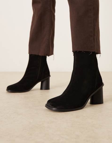 ASOS DESIGN – Rex – Svarta ankelboots i mocka med rund tå - view 1