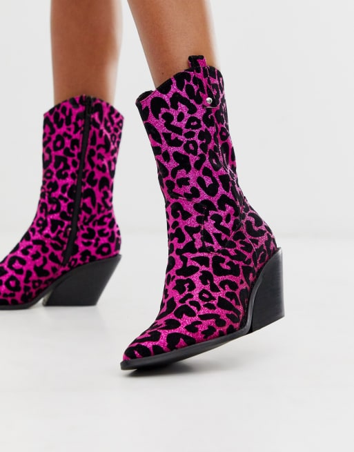 Pink on sale leopard boots