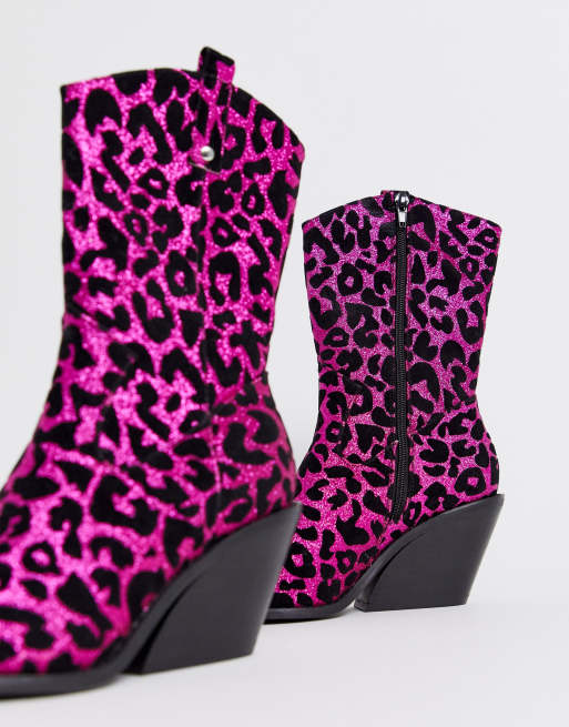 Pink leopard print sales boots