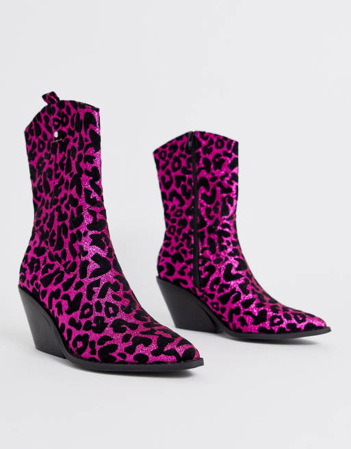 Pink leopard outlet boots