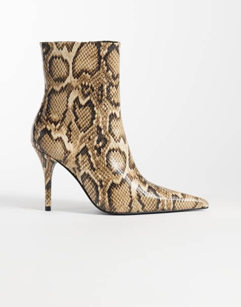 ASOS DESIGN Rhea botines de tacón alto con estampado de serpiente - view 1