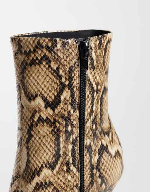 ASOS DESIGN Rhea high stiletto ankle boots in snake, 3 of 4
