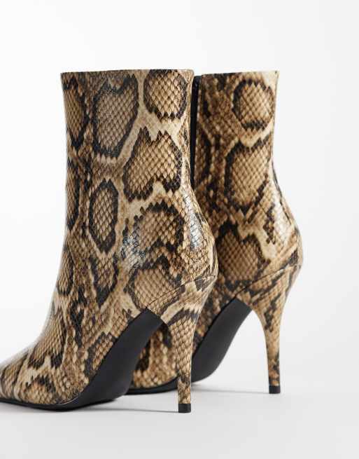 ASOS DESIGN Rhea high stiletto ankle boots in snake, 4 of 4