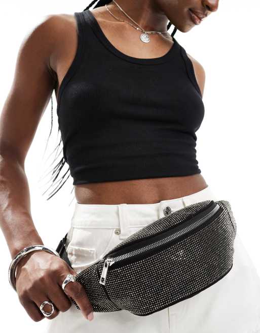 ASOS DESIGN rhinestone fanny pack in black ASOS