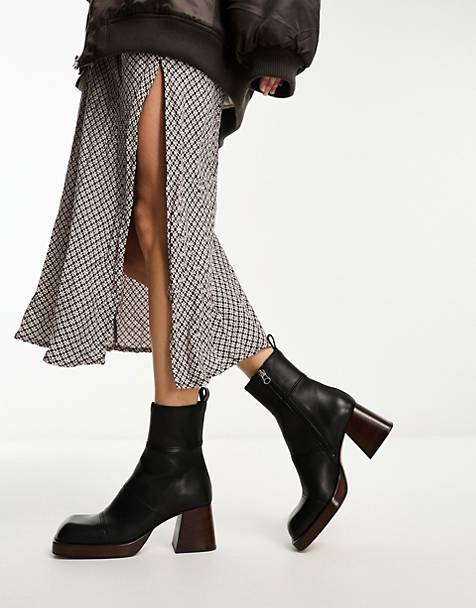 Asos Laarsjes zwart-wit straat-mode uitstraling Schoenen Enkellaarsjes met hak Laarsjes 