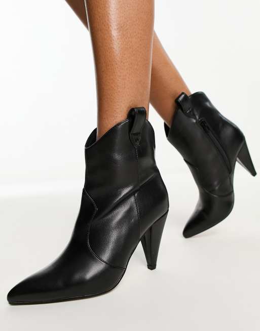 ASOS DESIGN Rhona Bottines style western larges talon conique Noir