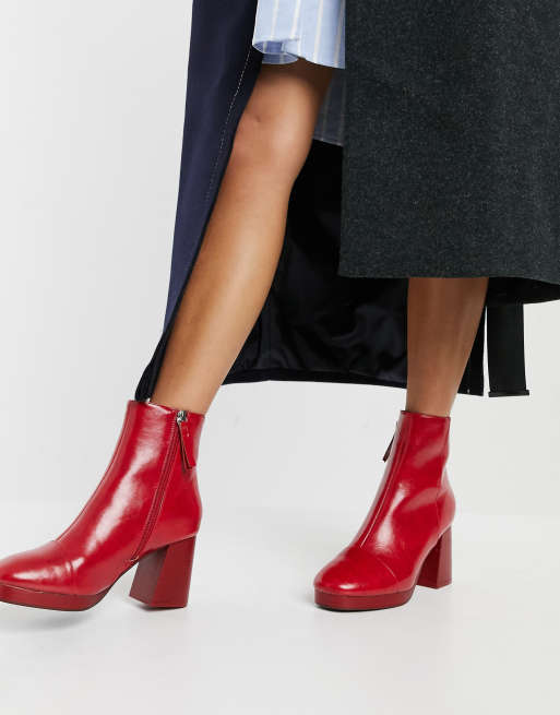 ASOS DESIGN Rhona platform boots in red drench | ASOS