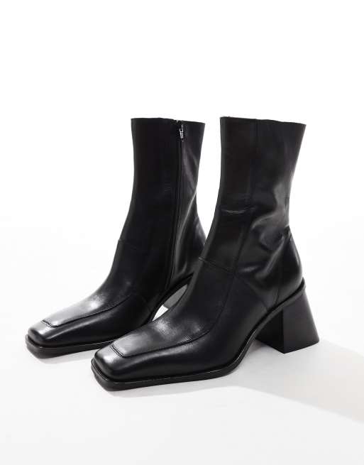 Asos design realm leather mid ankle boots hotsell