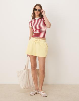 Asos Design Rib Baby Tee With Button Detail