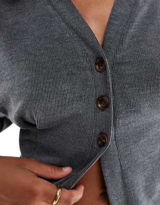 Asos Design Rib Batwing Cardigan In Gray