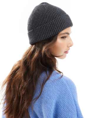 ASOS DESIGN rib beanie in charcoal grey - ASOS Price Checker