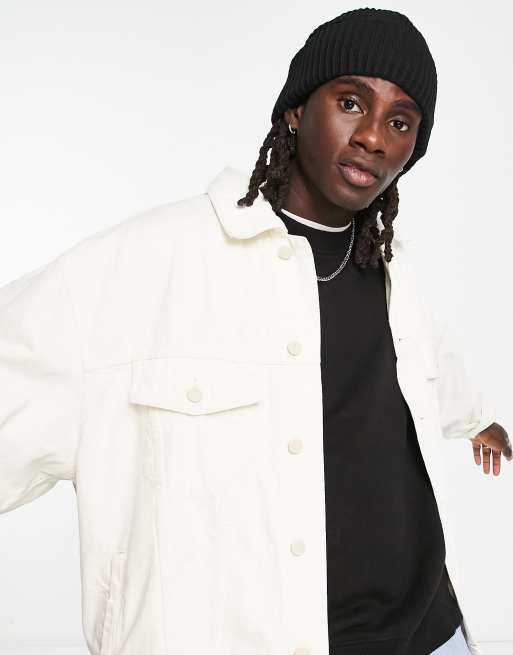 ASOS DESIGN rib beanie with deep turn up in black , 3 of 4
