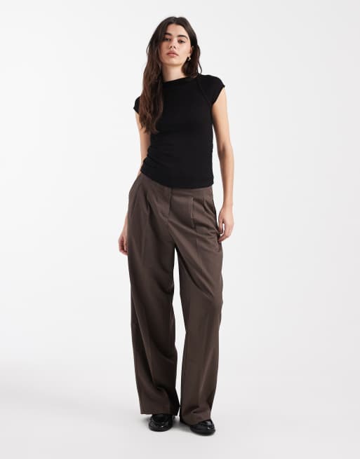 ASOS DESIGN rib boat neck t-shirt with ruched waist in black - BLACK, 2 of 4