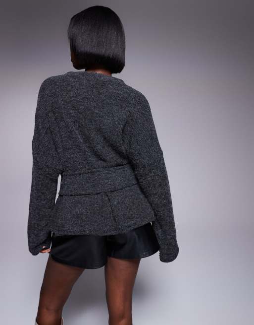 Charcoal Texas Ribbed Cuff Top