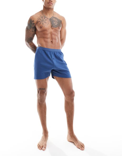 ASOS DESIGN rib boxers in blue | ASOS