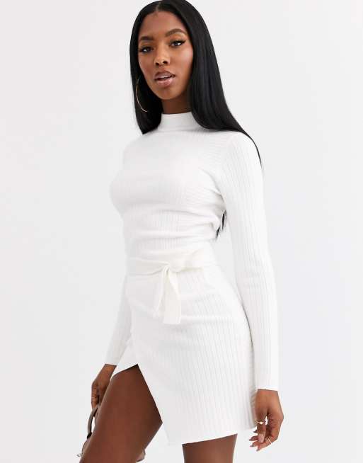 ASOS DESIGN rib co-ord with detail in White, 2 of 3