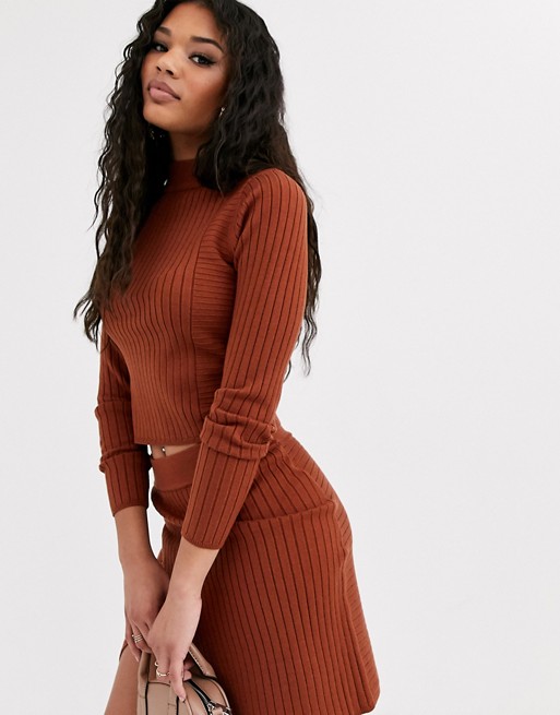 ASOS DESIGN rib co-ord jumper with cross back detail
