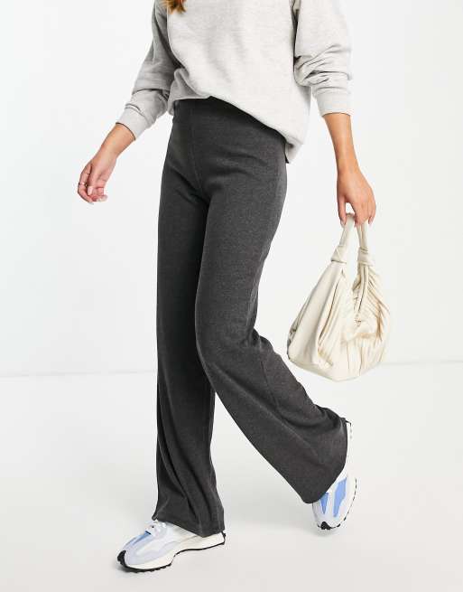 ASOS DESIGN rib dad trouser in charcoal