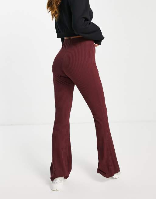 ASOS DESIGN knitted flare pants in brown