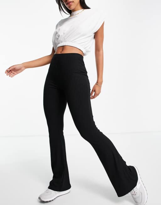 ASOS DESIGN rib flare trouser in black