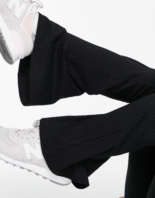  ASOS DESIGN rib flare trouser in black, 3 of 4