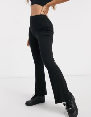 Asos Design Hourglass Jersey Slim Kick Flare Suit Pant-black In Black