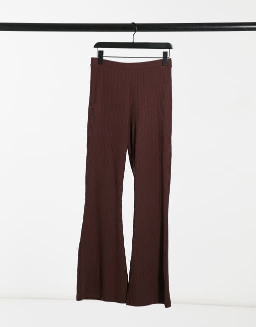 ASOS DESIGN rib kick flare trouser in sand