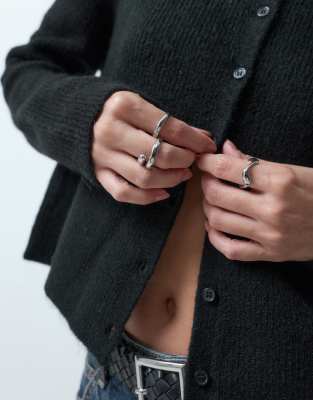 Asos Design Rib Knit Basic Cardigan In Black