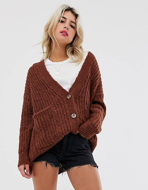 find Women's Soft Rib Oversized Cardigan with Buttons