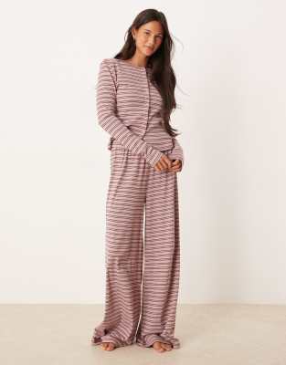 Asos Design Rib Knit Cardigan In Pink