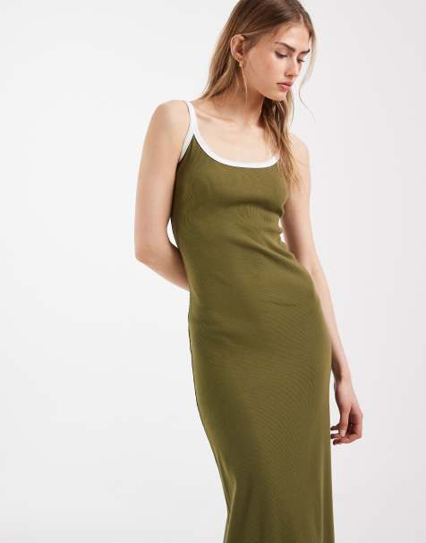 knee length dresses for ladies Floral Print Bodycon Midi Dress – Spaghetti Strap Midi with Slit