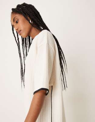 Asos Design Rib Knit T-shirt Mini Dress In White