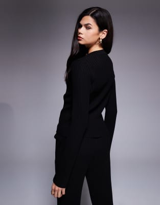 Asos Design Rib Knit Top In Black