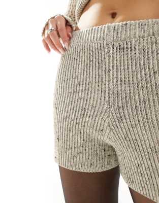 FhyzicsShops DESIGN rib knitted shorts co ord in grey