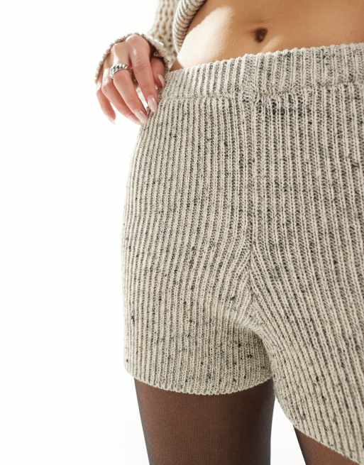 ASOS DESIGN rib knitted shorts in grey (part of a set)
