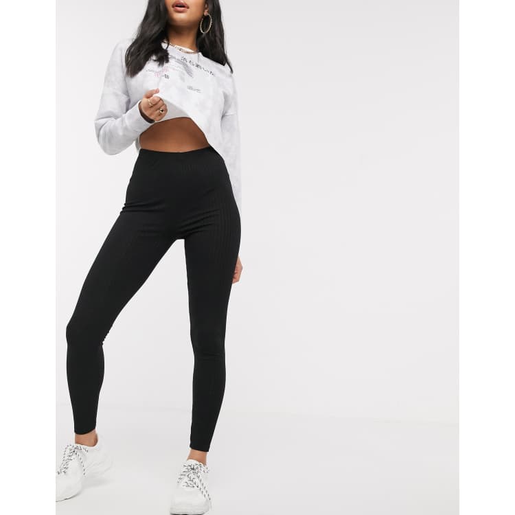 ASOS DESIGN rib legging in black