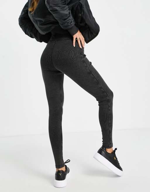 ASOS DESIGN rib legging in black