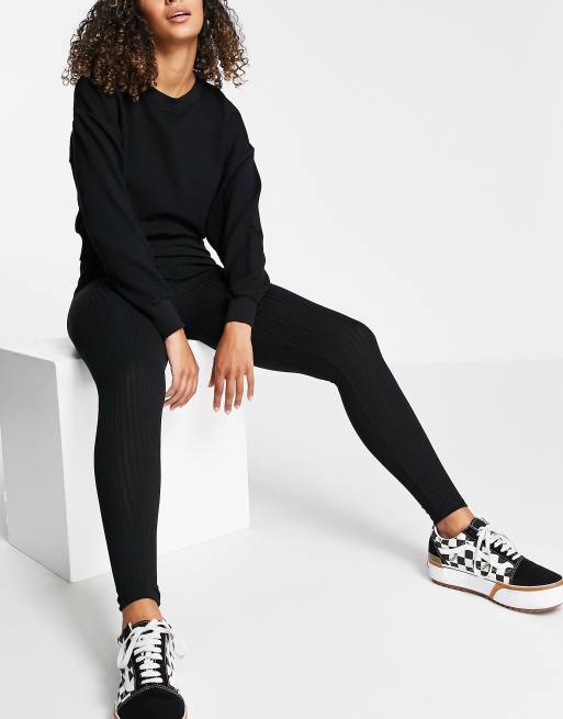ASOS DESIGN rib leggings in black ASOS