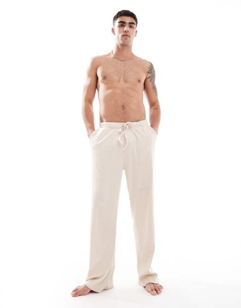 ASOS DESIGN rib lounge bottom in beige - view 1