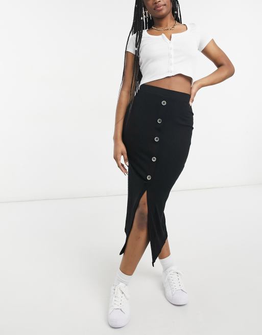 Asos midi button on sale skirt