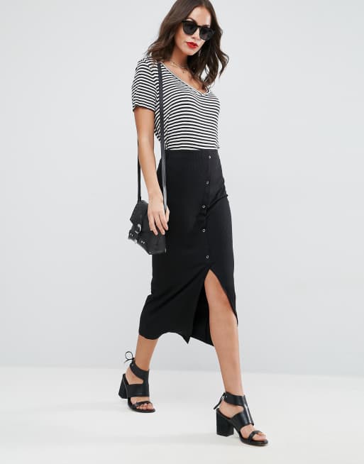 Asos ribbed shop midi skirt