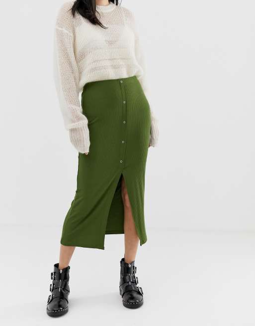 Asos ribbed 2024 midi skirt