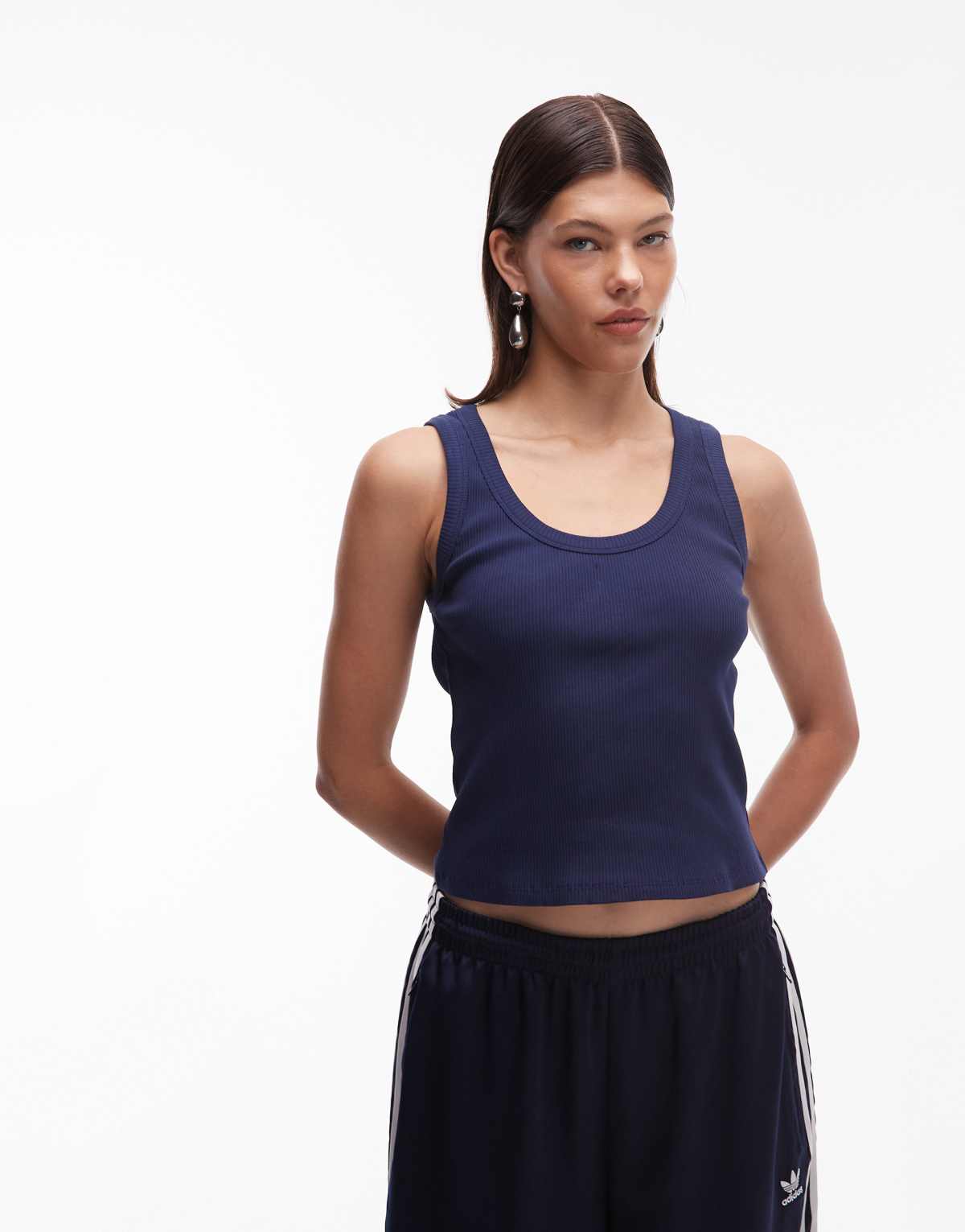 ASOS Design rib scoop neck vest in navy
