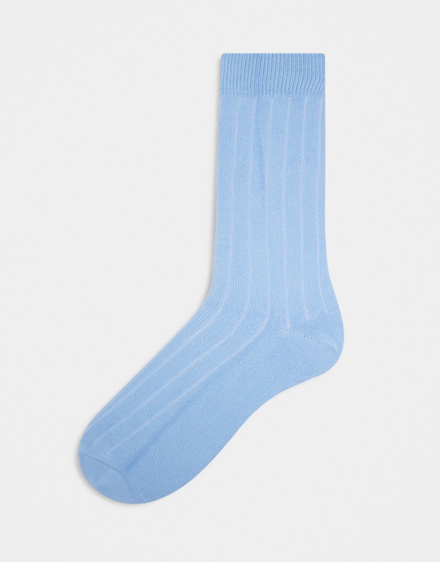 ASOS DESIGN rib sock in light blue