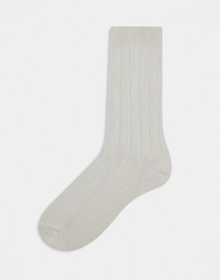 ASOS DESIGN rib sock in light grey