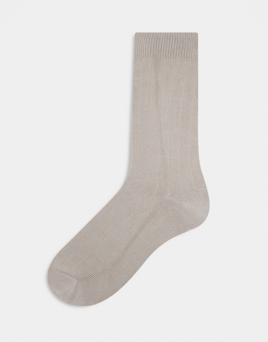 ASOS DESIGN rib sock in taupe-Neutral