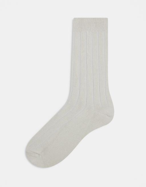  ASOS DESIGN rib socks in light grey 