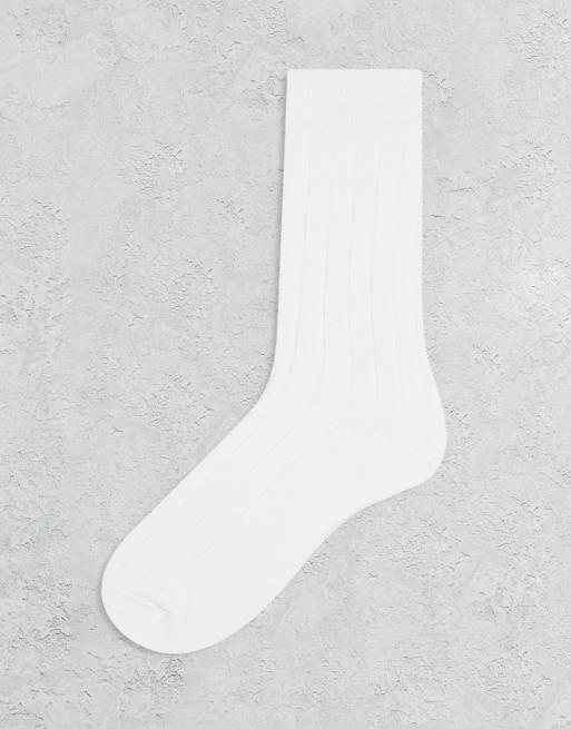ASOS DESIGN rib socks in white