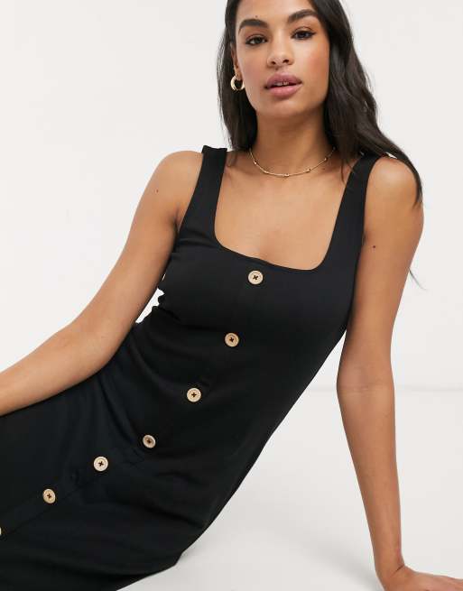 Square neck store button front dress