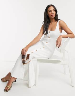 white button maxi dress